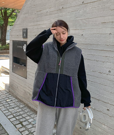 クルー配色 ウールベスト