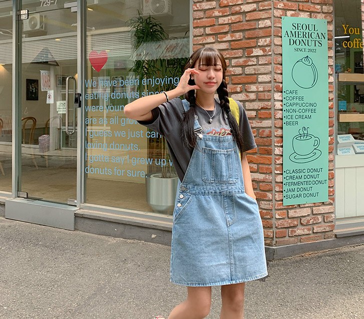 ビバミニデニムサスペンダーワンピース