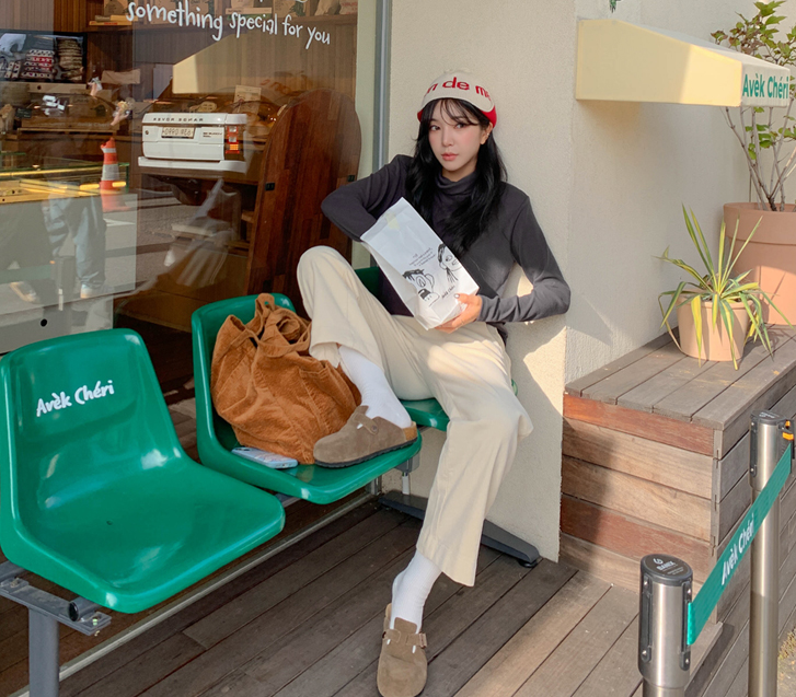 スリット起毛コーデュロイバンディングパンツ