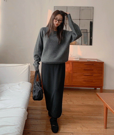 メリーミンク起毛スリットバンディングロングスカート