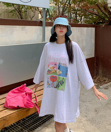 [男女共用]ベリネカットナソルトイム半そでロングTシャツ