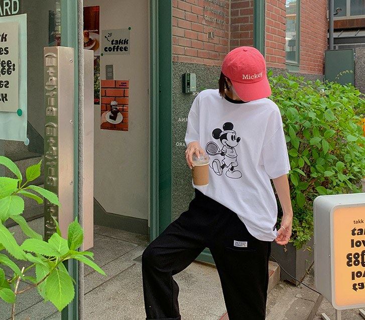 テニスミッキープリンティング半そでTシャツ