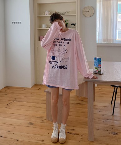 キャッツナ塩長袖ロングTシャツ