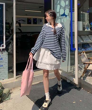 キャンディ ダンガラ配色 カラーロングTシャツ