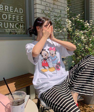 カップルミッキーナソム半そでTシャツ