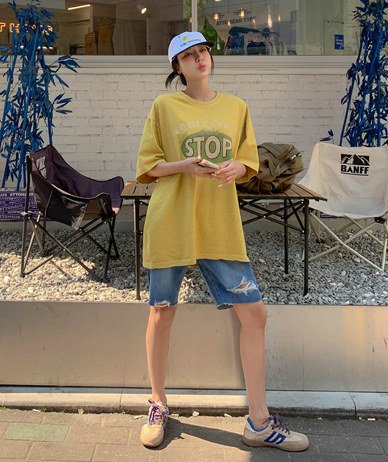 [男女共用]ストップピグメント半そでロングTシャツ