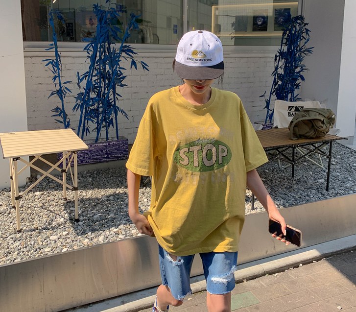 [男女共用]ストップピグメント半そでロングTシャツ