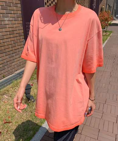 ソークピグメント無地半そでティーシャツ