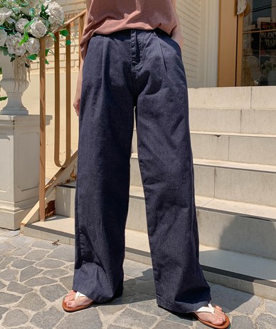 ルフィットリアバンディングピンタックワイドパンツ