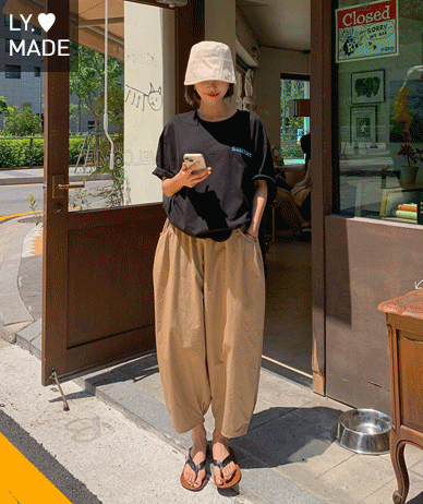 [男女共用]ナフバイオウォッシングピンタックバルーンワイド排気パンツ