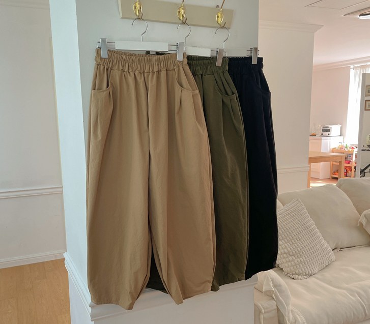 [男女共用]ナフバイオウォッシングピンタックバルーンワイド排気パンツ
