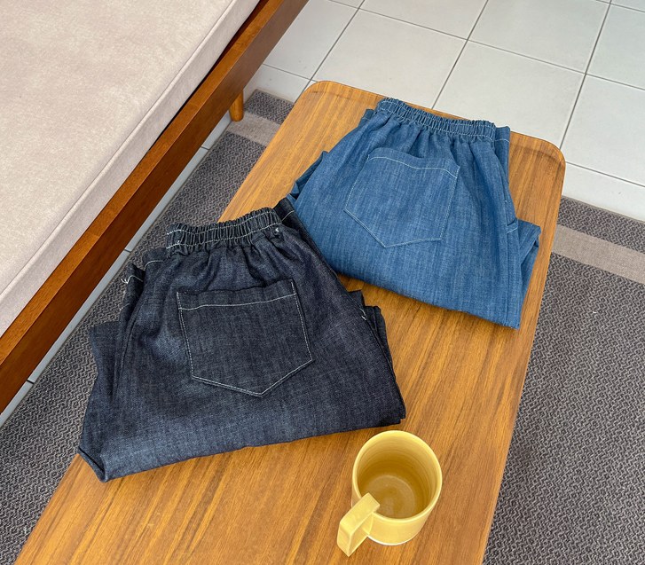 [企画セール10％]ライトウォッシングデニムバンディング8部排気パンツ