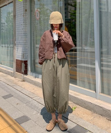 ウィリーチェックバンディングジョガーパンツ