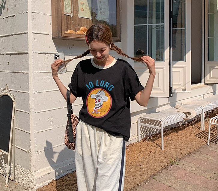 ラブスカルナ塩配色半そでTシャツ