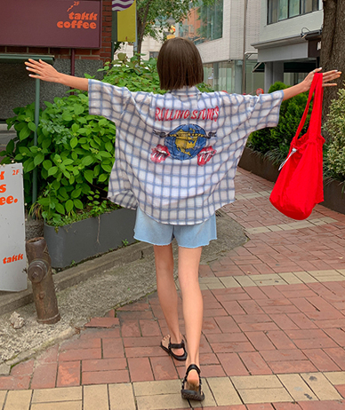 唇 汚染 チェック 7部 シャツ シャツ