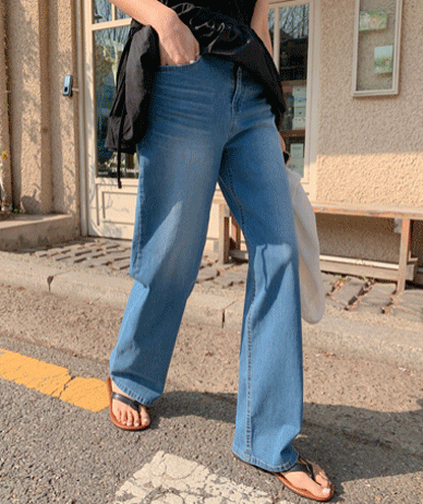 ジェニークデニムバンディングワイドパンツ