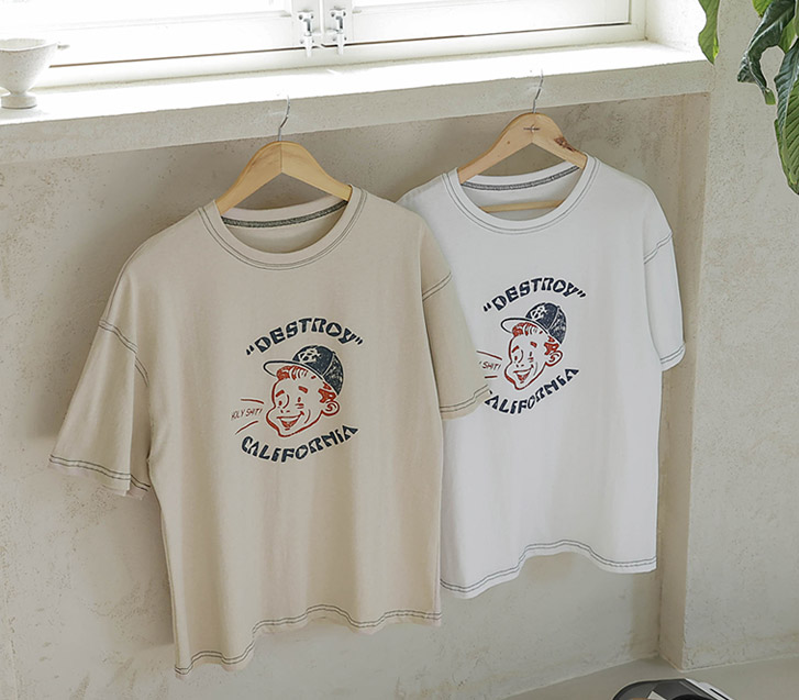 キャップボーイの汚れステッチ半そでTシャツ