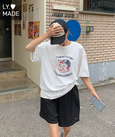 キャップボーイの汚れステッチ半そでTシャツ