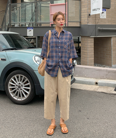 [男女共用]レッチサマーチェック 半そでシャツ シャツ