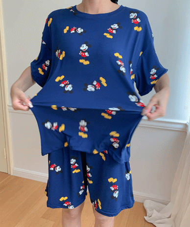 サマーミッキーパタン半そでハーフパンパジャマセット