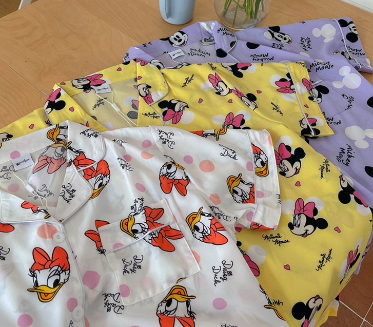 ディズニーキャラクターサテン半そでハーフパンパジャマセット