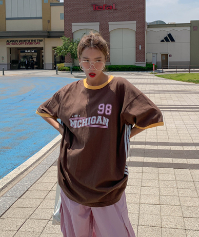 [男女共用]ミシガンナ塩ラッパートラック半そでロングTシャツ