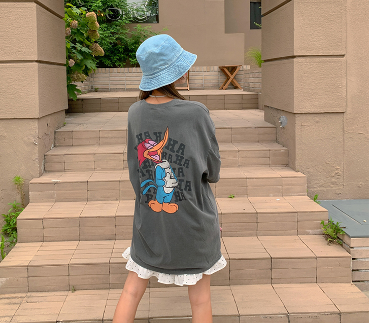 [男女共用]ウディナ炎ピグメント半そでロングTシャツ