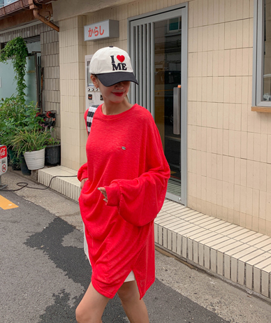 バイ真スラブトゥーム長袖ロングTシャツ