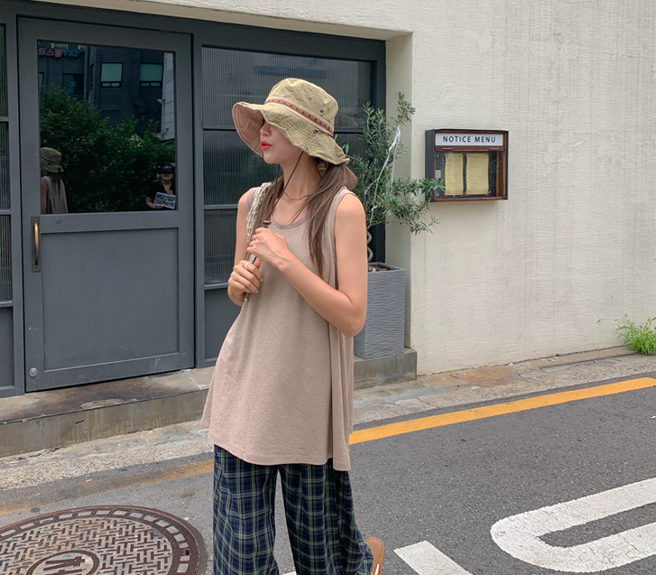 ワッツクールシルキースパンUネック袖なし