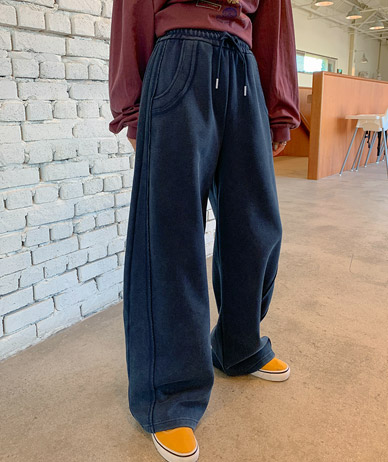 [男女共用]ベットピグメントウォッシング キュリーワイドパンツ