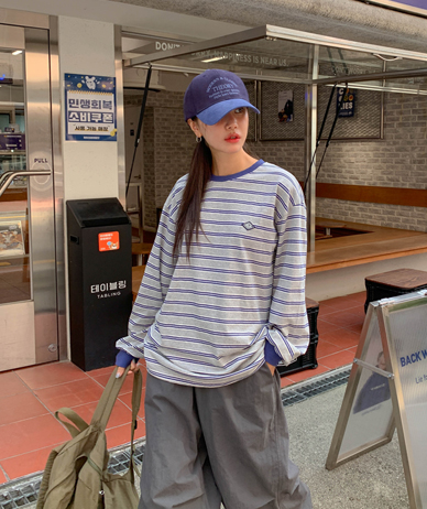 メイプル配色 ダンガラパッチ 長袖ティーシャツ