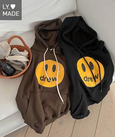 [男女共用]drew スマイル 汚染 オーバーフィット フードティーシャツ