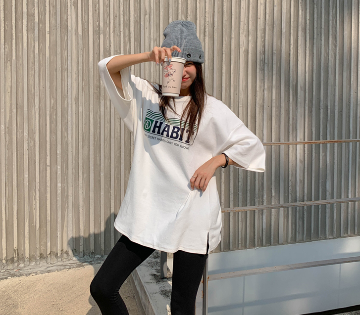 ハビットナギムピッチギモトイム半そでロングTシャツ