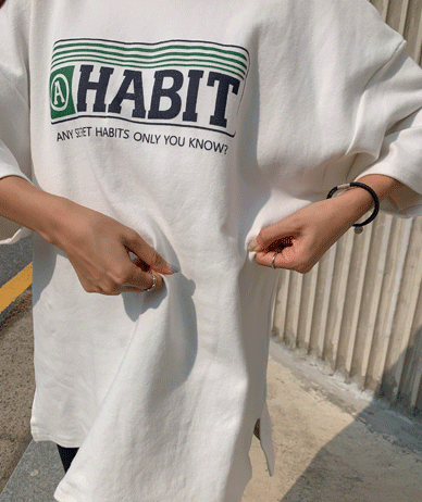 ハビットナギムピッチギモトイム半そでロングTシャツ