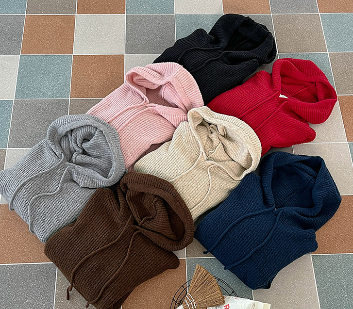 [男女共用]ブラックホールウールフードニット