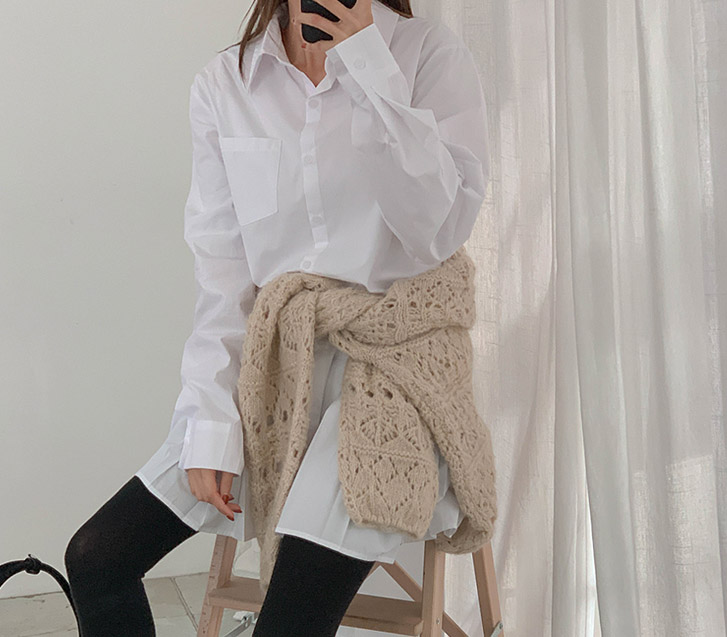 レアベーシックシャツプリッツミニワンピース