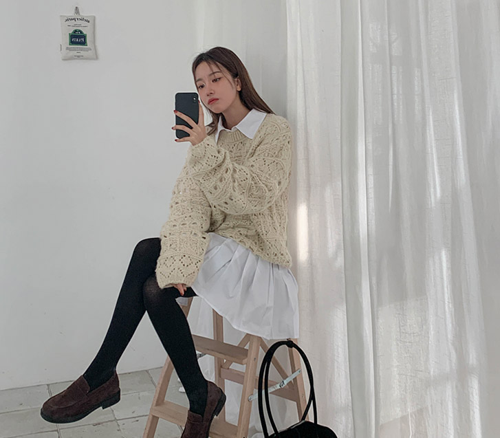 ヘイズスカッシュパンチングニット