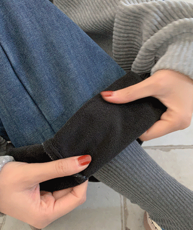 スペンウォームポケットボンディング起毛切開デニムワイドパンツ(ショット/基本/ロングver)