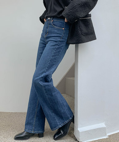 チェンス起毛デニム切開バンディングブーツカットパンツ