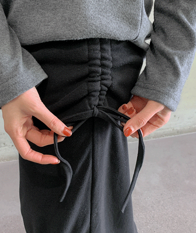 プラムシャーリングダブルバンディングロングスカート