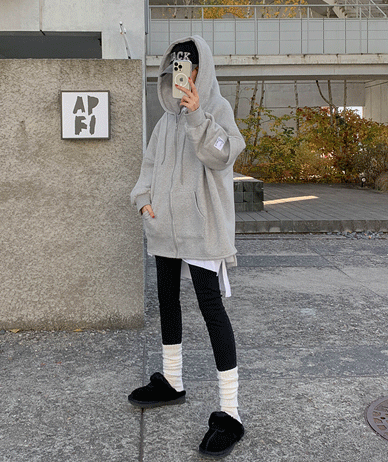 パッチカーグポケット 足元起毛 ロングフード ザップアップジャンパ