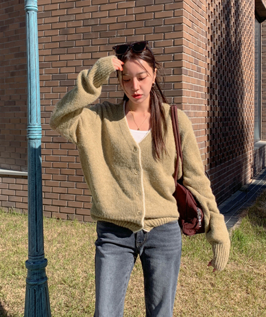 ラインボタンアルパカウールニットカーディガン