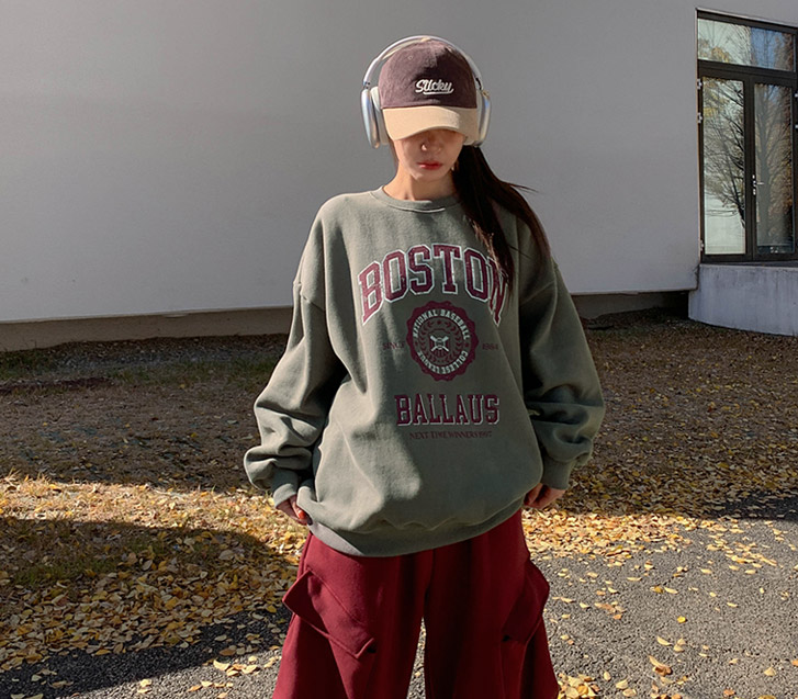 [男女共用]ボストンナヨンヤンギモオーバーフィットトレーナー