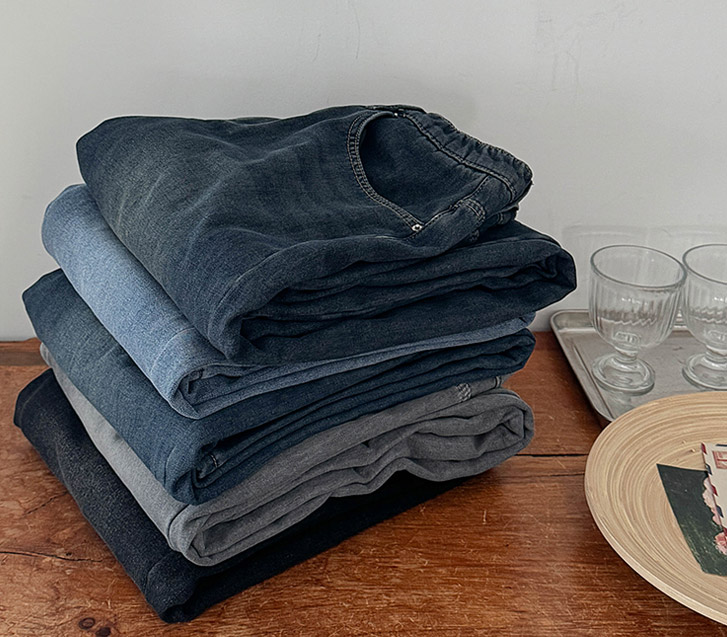 テインユンギモデニムバンディングワイドパンツ(ショット/基本/ロングver)