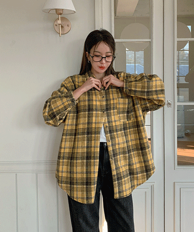 マイムチェック 外装 オーバーフィットシャツ