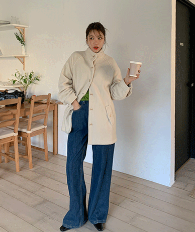 メリーハイネックウールハーフコート