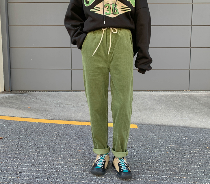 フェリーコーデュロイバンディングセミ排気パンツ