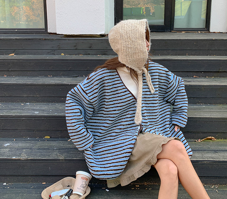 レインボーダンブルダンガラオーバーフィットカーディガン