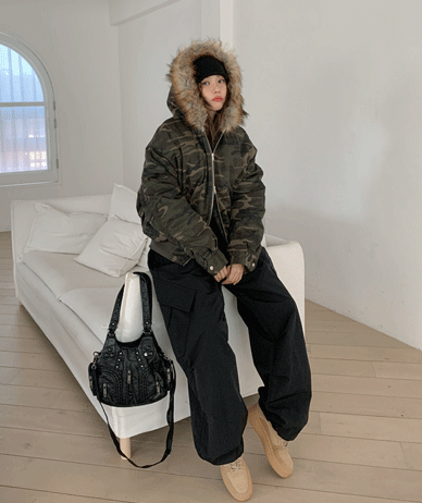 [男女共用]ラクーンカモフードバディングジャンパ