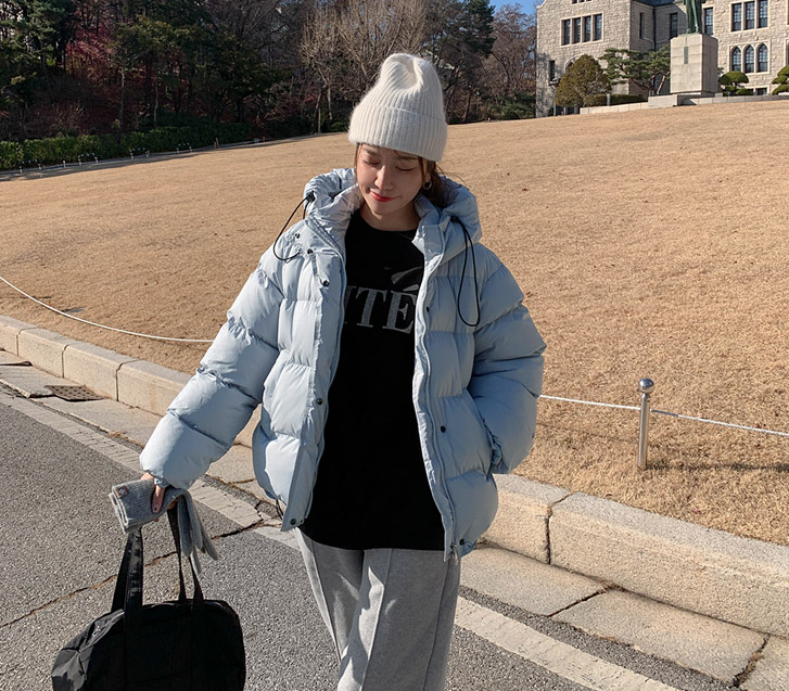 ドゥクウェロンオーバーフィットフードバディングジャンパ